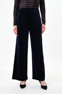 Melvin Velvet Wide Leg Trousers - Navy - blue Elastane 2 Melvin Velvet Wide Leg Trousers - Navy - blue Elastane 2