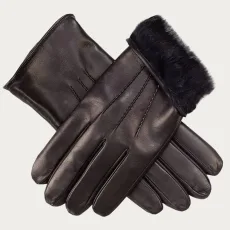 Men's Black Rabbit Fur Lined Leather Gloves Men's Black Rabbit Fur Lined Leather Gloves