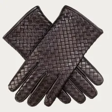 Men's Black Woven Leather Gloves Men's Black Woven Leather Gloves