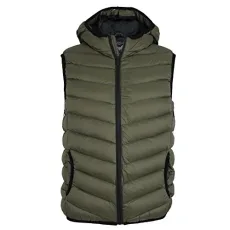 Mens Blackburn Padded Bodywarmer Hooded Quilted Gilet Puffa Jacket Khaki Mens Blackburn Padded Bodywarmer Hooded Quilted Gilet Puffa Jacket Khaki