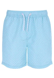 Mens Blue & White Geometric Print Swim Shorts Mens Blue & White Geometric Print Swim Shorts