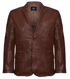 Men's Brown Genuine Leather Blazer Soft Real Italian Fitted Vintage Jacket Coat M
