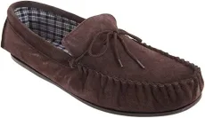 Mens Bruce Real Suede Moccasin Slippers (8 UK) (Dark Brown) Mens Bruce Real Suede Moccasin Slippers (8 UK) (Dark Brown)