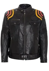 Men's Cafe Racer Leather Jacket, Black, M Men's Cafe Racer Leather Jacket, Black, M