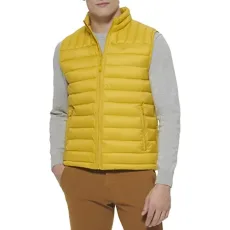 Men's Classic Ultra Loft Packable Puffer Vest Down Alternative Coat, Lemon, S