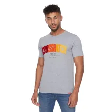 Men's Flocked T-Shirt, Grey Marl, Large Men's Flocked T-Shirt, Grey Marl, Large