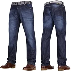 Mens 'Frinced' Classic Straight Leg Stretch Jeans Fashion Regular Fit Stylish Branded Denim by JeanBase Darkwash (Non-Stretch) 40W X 34L Mens 'Frinced' Classic Straight Leg Stretch Jeans Fashion Regular Fit Stylish Branded Denim by JeanBase Darkwash (Non-Stretch) 40W X 34L