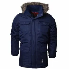 Mens Heavy Weight Fur Hood 'Parked' Parka Padded Waterproof Winter Coat Jacket Blue Small Mens Heavy Weight Fur Hood 'Parked' Parka Padded Waterproof Winter Coat Jacket Blue Small