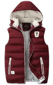 Mens Hooded Gilet Body Warmer Sleeveless Jacket Gilet Winter Casual Outdoor Puffer Gilet With Zipper Pockets