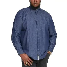 Mens Jacob Big Tall Long Sleeve Button Down Denim Shirt - 4XL Blue
