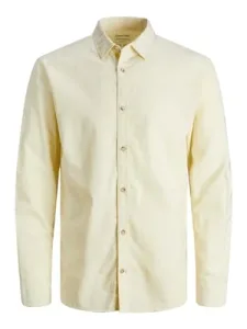 Men's JJESUMMER Linen Shirt LS SN Long Sleeve, French Vanilla, XXL