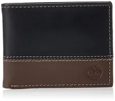 Men's Leather Passcase Trifold Wallet Hybrid, Black/Cognac, One Size Men's Leather Passcase Trifold Wallet Hybrid, Black/Cognac, One Size