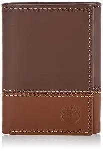 Men's Leather Trifold Wallet with Id Window Tri-Fold, Brown/Tan, One Size Men's Leather Trifold Wallet with Id Window Tri-Fold, Brown/Tan, One Size