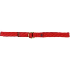 Men's Leather-Trimmed Cotton Braided Belt, Red (Medium), Red, M