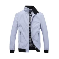 Men's Lightweight Jacket Thin Sportwear Bomber Jacket Slim Fit Outwear Jackets Windbreaker Coat Grey S