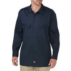 Men's Long Sleeve Flex Twill Work Shirt, Dark Navy, Medium Men's Long Sleeve Flex Twill Work Shirt, Dark Navy, Medium