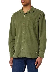 Men's Long Sleeve Shark Collar Overshirt Dress Shirt, Military, XXL Men's Long Sleeve Shark Collar Overshirt Dress Shirt, Military, XXL