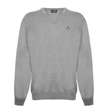 Mens Long Sleeved/V-Neck Knitwear Jumper with Logo in Blue (L) Mens Long Sleeved/V-Neck Knitwear Jumper with Logo in Blue (L)