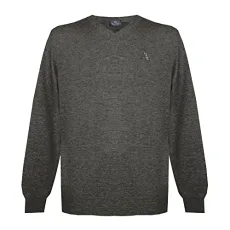 Mens Long Sleeved/V-Neck Knitwear Jumper with Logo in Dark Grey (S) Mens Long Sleeved/V-Neck Knitwear Jumper with Logo in Dark Grey (S)