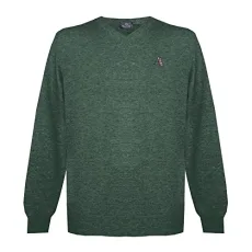 Mens Long Sleeved/V-Neck Knitwear Jumper with Logo in Green (L) Mens Long Sleeved/V-Neck Knitwear Jumper with Logo in Green (L)