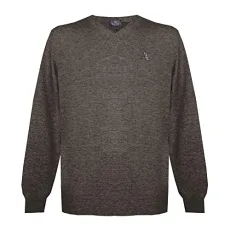 Mens Long Sleeved/V-Neck Knitwear Jumper with Logo in Dark Grey (Small) Mens Long Sleeved/V-Neck Knitwear Jumper with Logo in Dark Grey (Small)