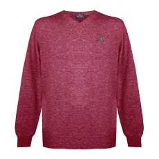 Mens Long Sleeved/V-Neck Knitwear Jumper with Logo in Red (M) Mens Long Sleeved/V-Neck Knitwear Jumper with Logo in Red (M)