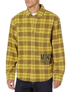Men's Ls Sleeve Button Up Shirt, Lemon, Large Men's Ls Sleeve Button Up Shirt, Lemon, Large