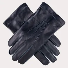 Mens Navy Cashmere Lined Leather Gloves Mens Navy Cashmere Lined Leather Gloves