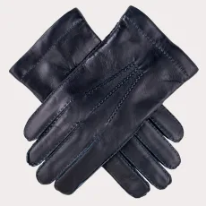 Men’ Navy Cashmere Lined Leather Gloves Men’ Navy Cashmere Lined Leather Gloves