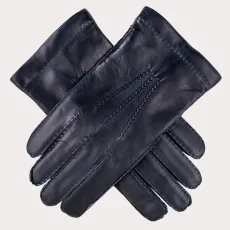 Mens Navy Cashmere Lined Leather Gloves Mens Navy Cashmere Lined Leather Gloves
