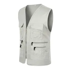 Men's Outdoor Work Vest Casual Travel Photo Vest Cargo Vest with Multiple Pockets Jacket Vest Men Winter, beige, 3XL