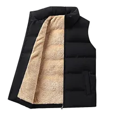 Men's Outerwear Gilets Open Front Lightweight Quilted Vest Autumn Pockets Coat Slim Fit Business Body Warmer for Work Office Professional UK