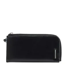 Men's Portafoglio portasmartphone, apertura a L in Pelle portamartphone, Opening, Black, 20x9.5x1.5 cm Men's Portafoglio portasmartphone, apertura a L in Pelle portamartphone, Opening, Black, 20x9.5x1.5 cm
