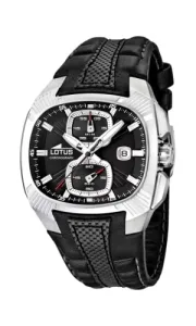 Men's Quartz Watch with Black Dial Chronograph Display and Black Leather Strap 15753/2