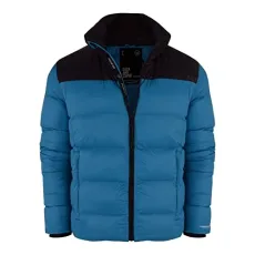 Mens Quilted Padded Puffer with Thermoheat Technology, Warm Winter Coat Outdoor Jacket Zipped Side and Inner Zip Pocket and Inner Cuff Blue XL