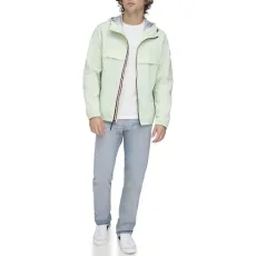 Men's Simple Hooded Rain Jacket, Pastel Green, S Men's Simple Hooded Rain Jacket, Pastel Green, S