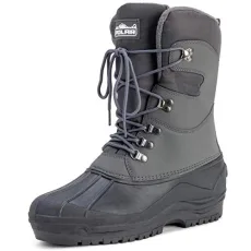 Mens Tall Nylon Mesh With Overlay Duck Waterproof Sole Lace Up Winter Snow Boots - Grey - UK9/EU43 - YC0447