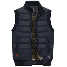 Men's Warm Winter Gilets Windproof Body Warmer Vest Padded Gilets Sleeveless Vest Quilted Puffer Padded Vest Outerwear Navy 6XL