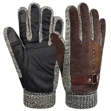 Men's Winter Leather Gloves Thick Warm Fleece Windproof Gloves Cold Proof Mittens for Driving Cycling Motorcycle Camping (Brown) Men's Winter Leather Gloves Thick Warm Fleece Windproof Gloves Cold Proof Mittens for Driving Cycling Motorcycle Camping (Brown)