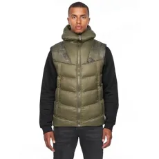 Mens Winter 'RIERSON' Essentials Hooded Body Warmer Padded Zip Thru Gilet (XL, Dark Olive)