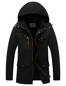 Men’s Winter Warm Parka Jacket Thickened Fleeced Lining Coat Windprooof Hooded Jackets Quilted Cotton Padding Mid-Length Casual Outerwear Coats Black XL Men’s Winter Warm Parka Jacket Thickened Fleeced Lining Coat Windprooof Hooded Jackets Quilted Cotton Padding Mid-Length Casual Outerwear Coats Black XL