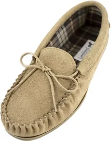 Mens/Ladies Fabric Lined Moccasin Slippers in Beige - Size UK4 Mens/Ladies Fabric Lined Moccasin Slippers in Beige - Size UK4