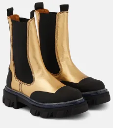 Metallic leather Chelsea boots