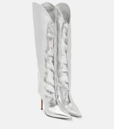 Metallic leather over-the-knee boots Metallic leather over-the-knee boots