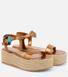 Metallic leather platform espadrilles Metallic leather platform espadrilles