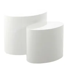 Mice Oval Coffee Table In White Set Of