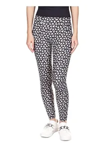 Michael Kors Womens Black Pocketed Logo Tab Floral Skinny Leggings UK Size: S