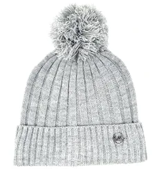 Michael Kors Women's Ribbed Pom Beanie, Grey, gray, 7 7/8 Michael Kors Women's Ribbed Pom Beanie, Grey, gray, 7 7/8
