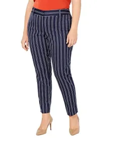 Michael Plus Size Miranda Striped Pants - Blue - 16W Michael Plus Size Miranda Striped Pants - Blue - 16W