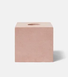 Michael Verheyden Niez Cube suede and wooden tissue box Michael Verheyden Niez Cube suede and wooden tissue box